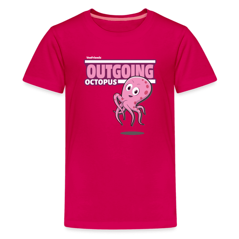 Outgoing Octopus Character Comfort Kids Tee - dark pink