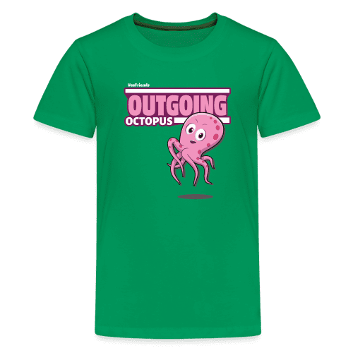 Outgoing Octopus Character Comfort Kids Tee - kelly green