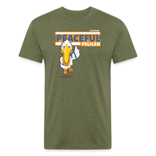 Peaceful Pelican Character Comfort Adult Tee - heather military green