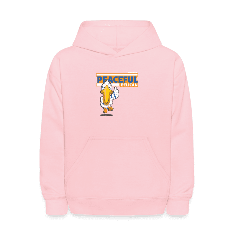 Peaceful Pelican Character Comfort Kids Hoodie - pink