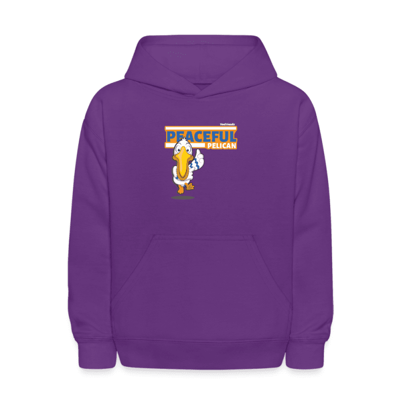 Peaceful Pelican Character Comfort Kids Hoodie - purple