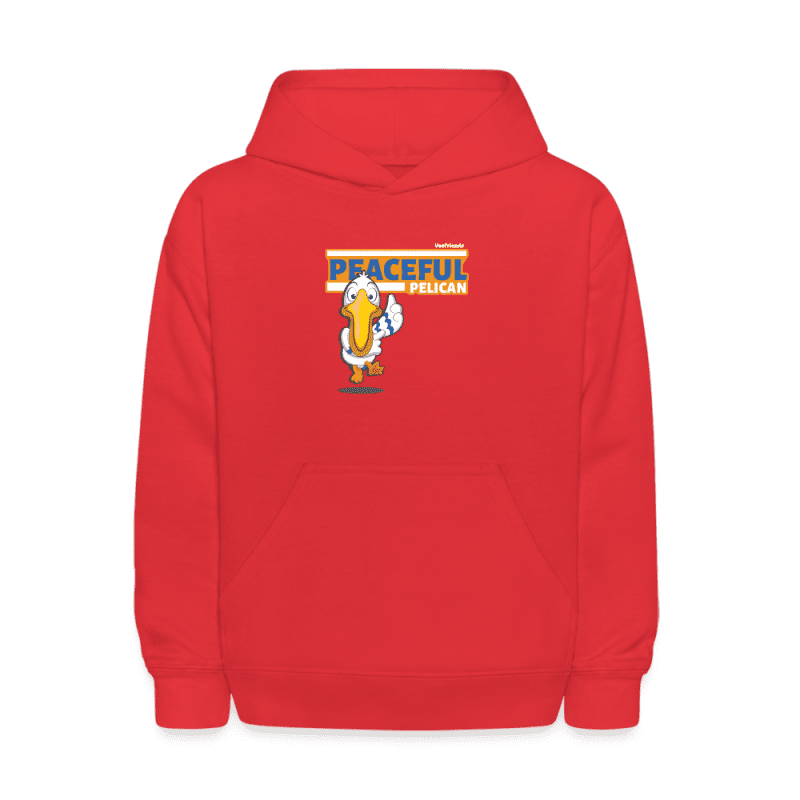 Peaceful Pelican Character Comfort Kids Hoodie - red