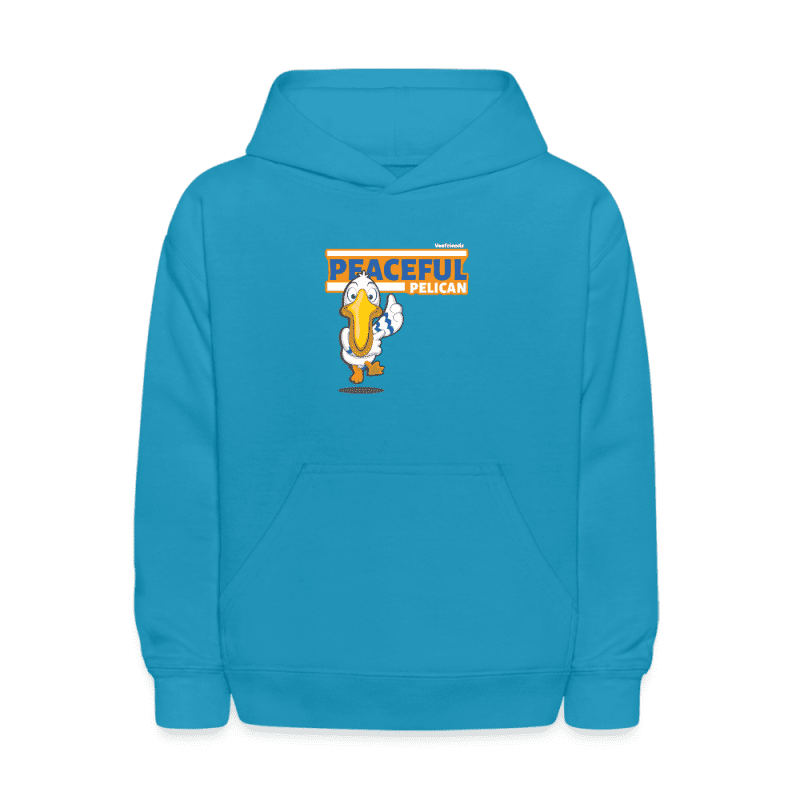 Peaceful Pelican Character Comfort Kids Hoodie - turquoise