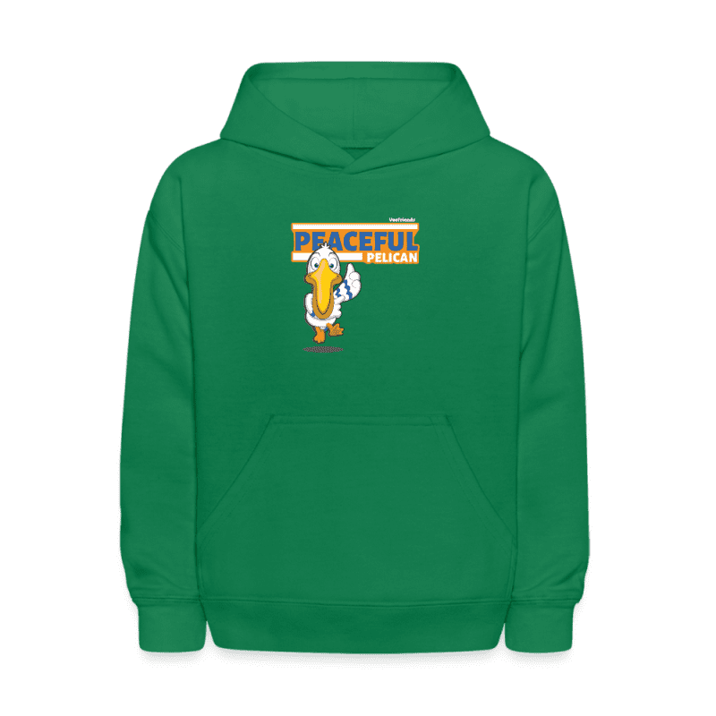 Peaceful Pelican Character Comfort Kids Hoodie - kelly green