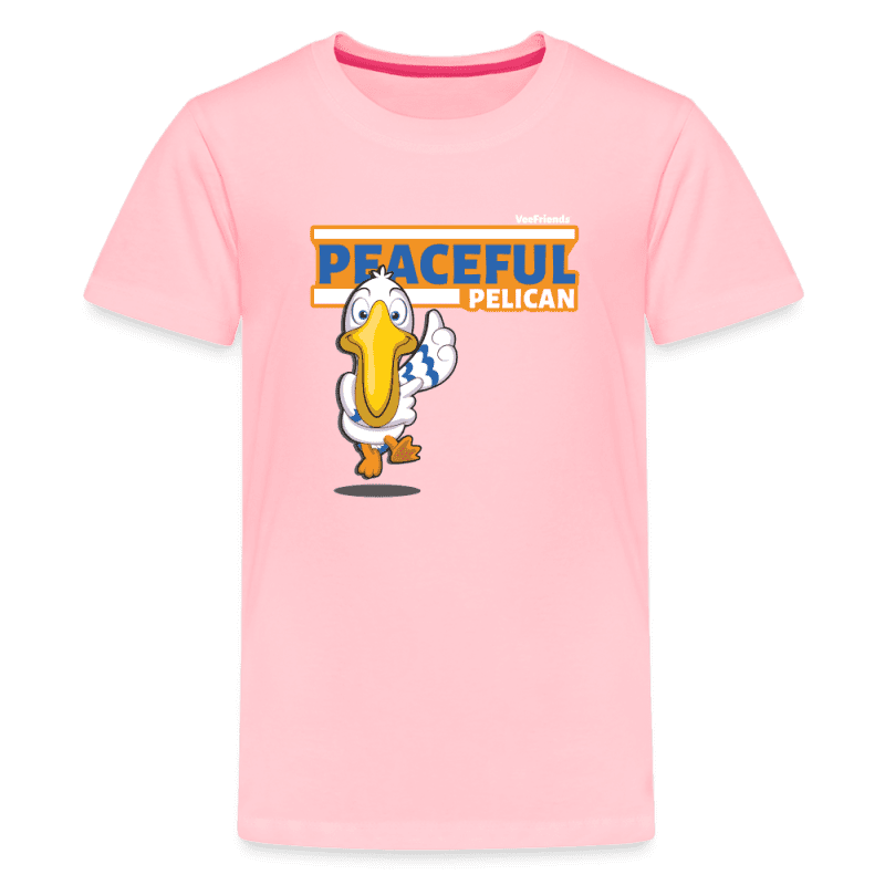 Peaceful Pelican Character Comfort Kids Tee - pink