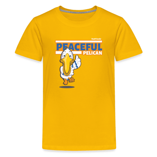 Peaceful Pelican Character Comfort Kids Tee - sun yellow