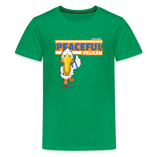 Peaceful Pelican Character Comfort Kids Tee - kelly green