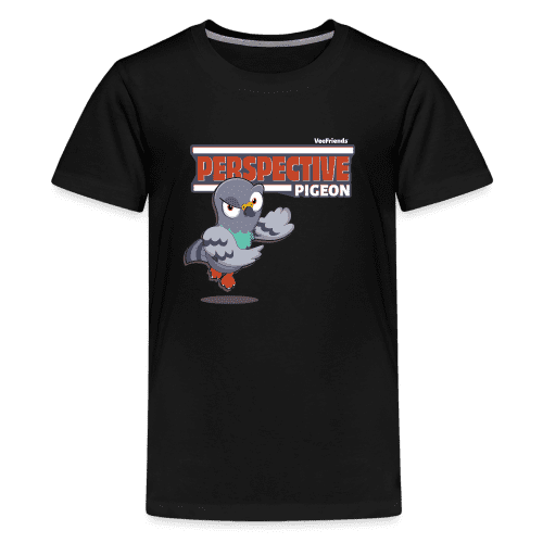 Perspective Pigeon Character Comfort Kids Tee - black