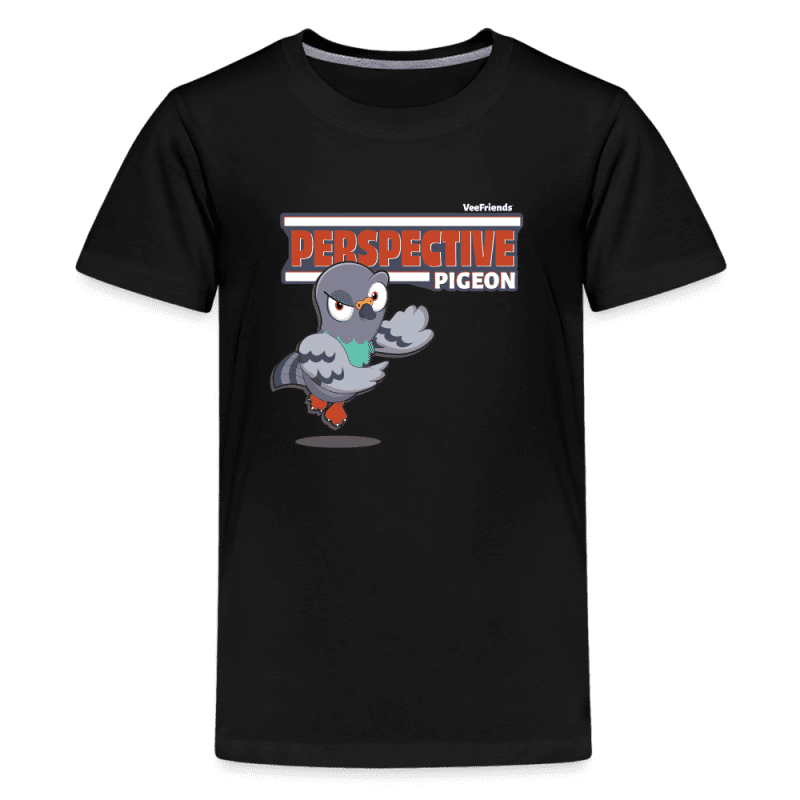 Perspective Pigeon Character Comfort Kids Tee - black