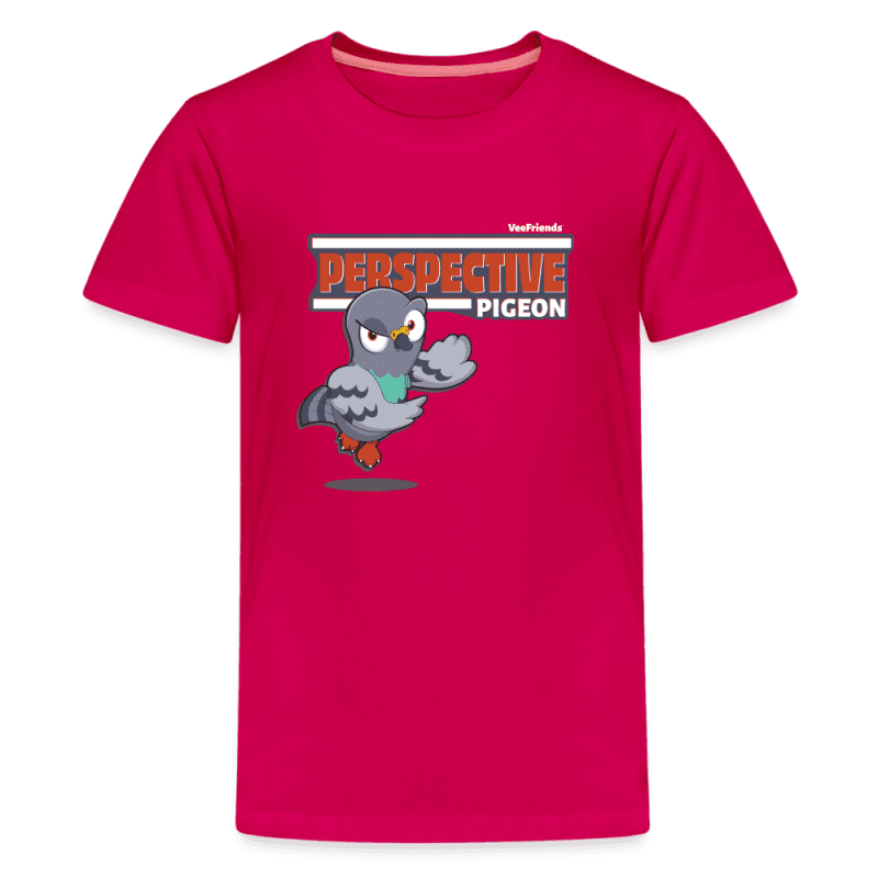 Perspective Pigeon Character Comfort Kids Tee - dark pink