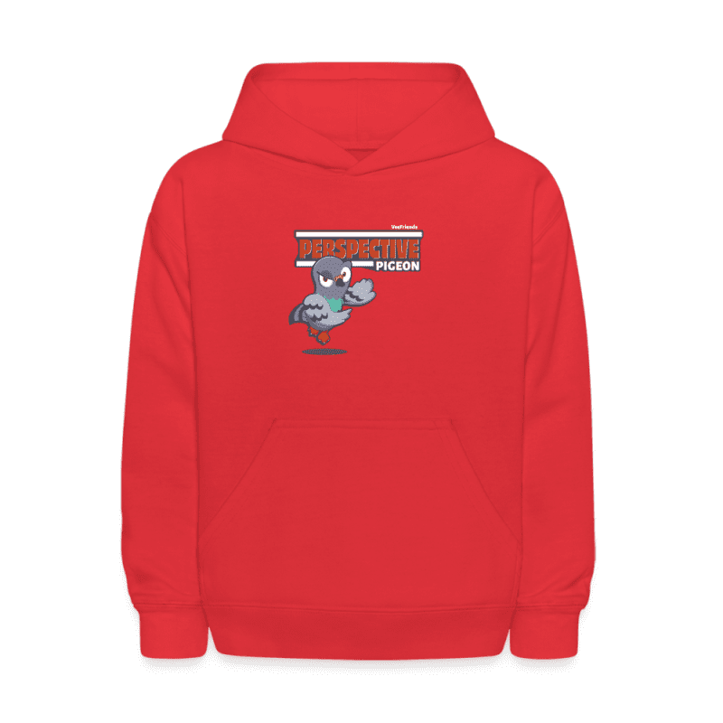 Perspective Pigeon Character Comfort Kids Hoodie - red