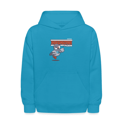 Perspective Pigeon Character Comfort Kids Hoodie - turquoise