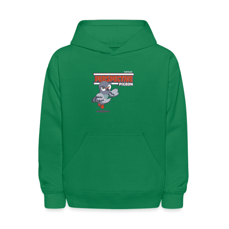 Perspective Pigeon Character Comfort Kids Hoodie - kelly green