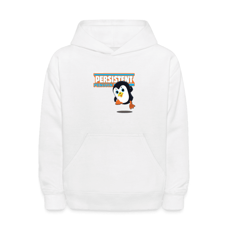 Persistent Penguin Character Comfort Kids Hoodie - white