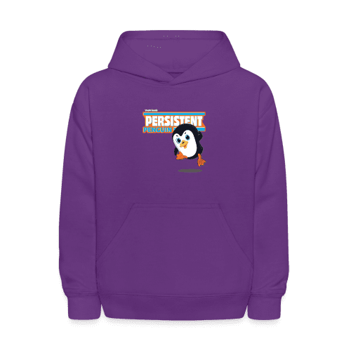 Persistent Penguin Character Comfort Kids Hoodie - purple