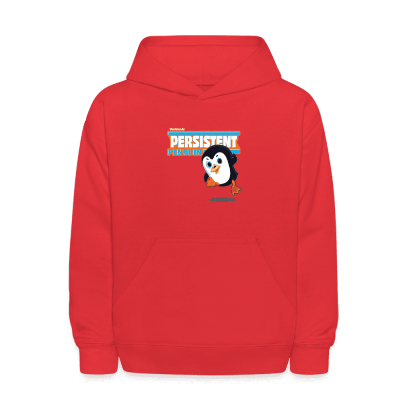 Persistent Penguin Character Comfort Kids Hoodie - red