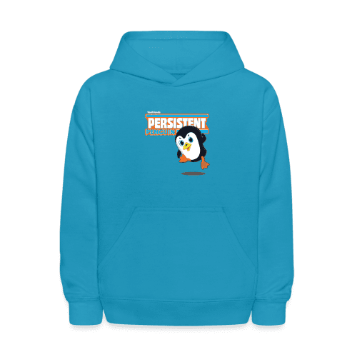 Persistent Penguin Character Comfort Kids Hoodie - turquoise