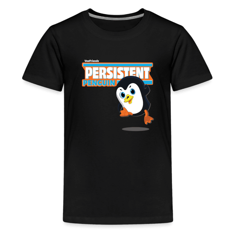 Persistent Penguin Character Comfort Kids Tee - black