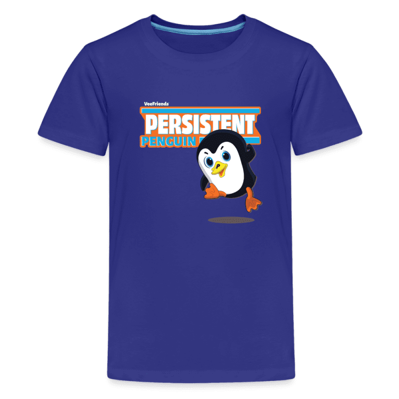 Persistent Penguin Character Comfort Kids Tee - royal blue