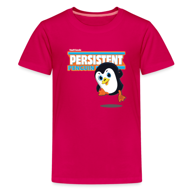 Persistent Penguin Character Comfort Kids Tee - dark pink