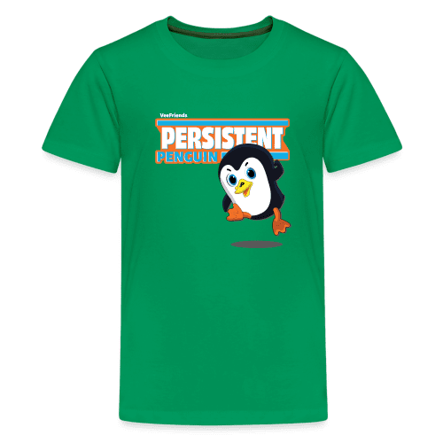 Persistent Penguin Character Comfort Kids Tee - kelly green