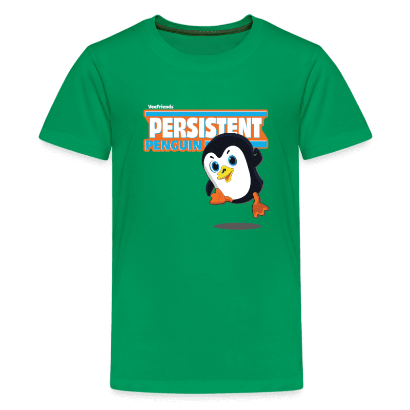 Persistent Penguin Character Comfort Kids Tee - kelly green