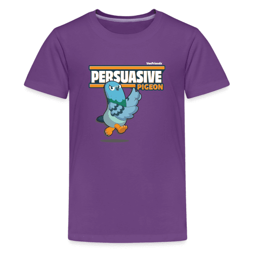 Persuasive Pigeon Character Comfort Kids Tee - purple