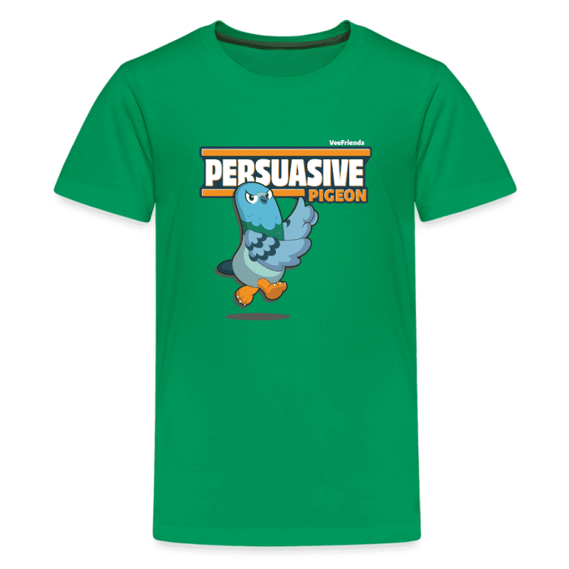 Persuasive Pigeon Character Comfort Kids Tee - kelly green