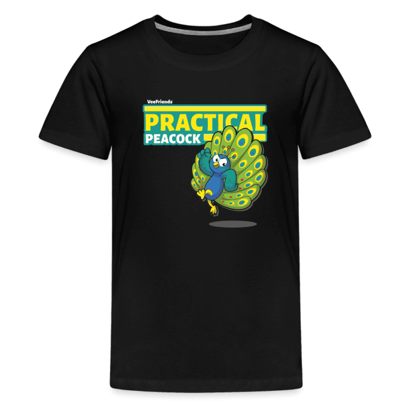 Practical Peacock Character Comfort Kids Tee - black