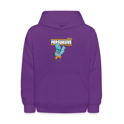 Persuasive Pigeon Character Comfort Kids Hoodie - purple