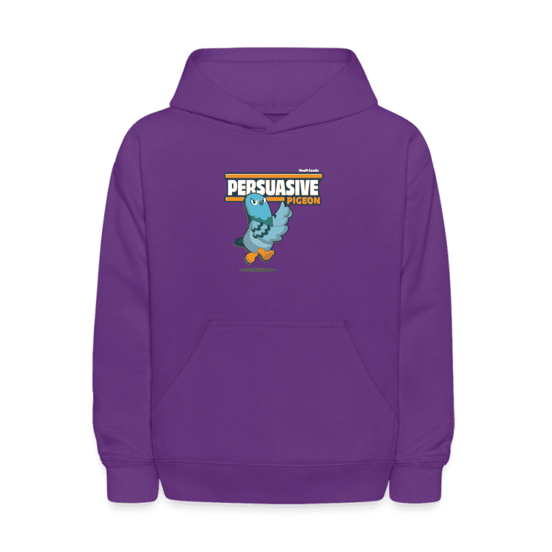 Persuasive Pigeon Character Comfort Kids Hoodie - purple