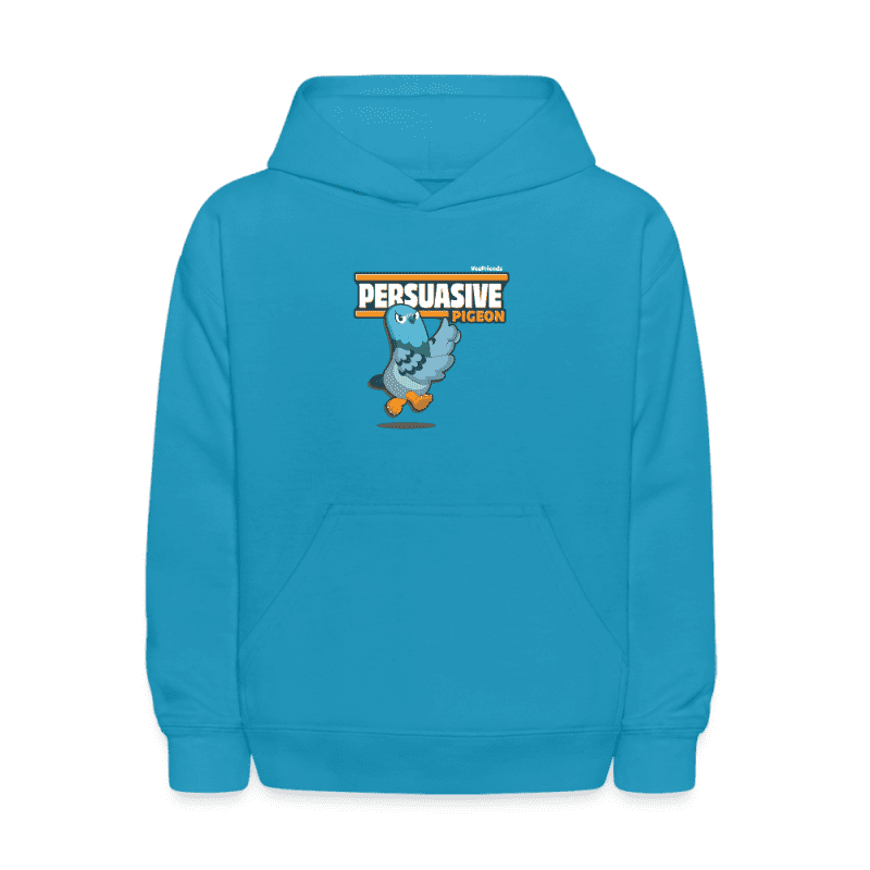 Persuasive Pigeon Character Comfort Kids Hoodie - turquoise