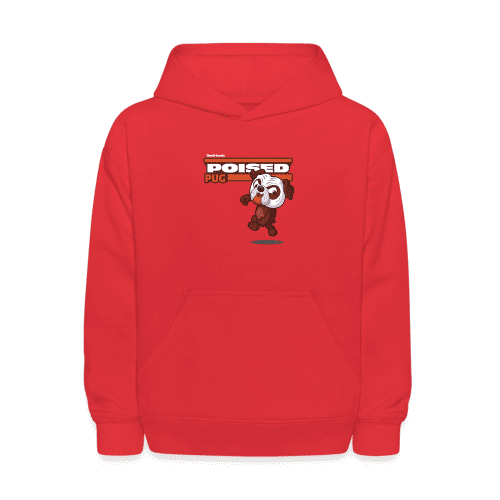 Poised Pug Character Comfort Kids Hoodie - red