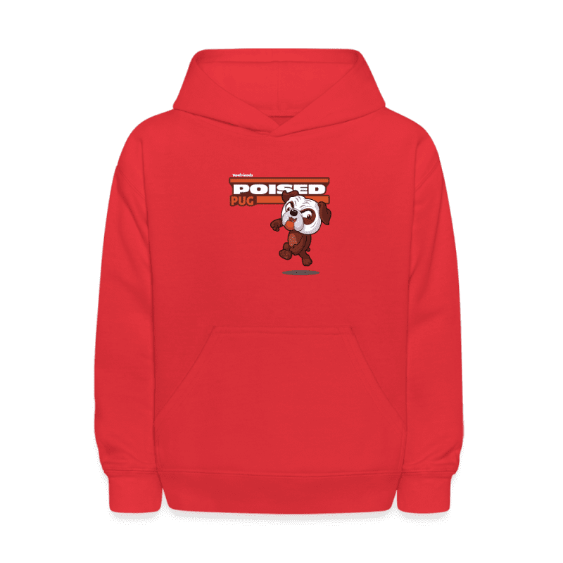 Poised Pug Character Comfort Kids Hoodie - red