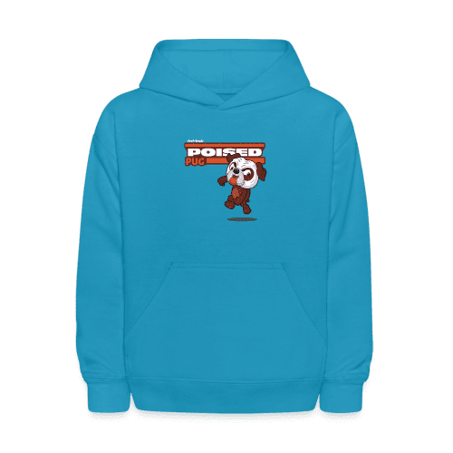 Poised Pug Character Comfort Kids Hoodie - turquoise