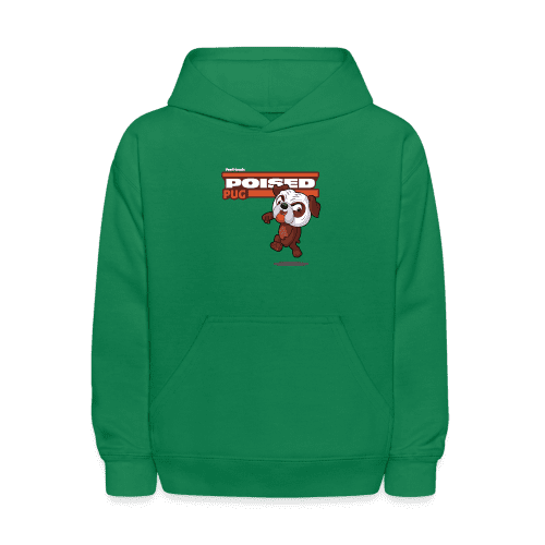 Poised Pug Character Comfort Kids Hoodie - kelly green