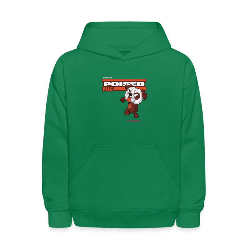 Poised Pug Character Comfort Kids Hoodie - kelly green