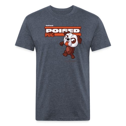 Poised Pug Character Comfort Adult Tee - heather navy