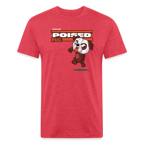 Poised Pug Character Comfort Adult Tee - heather red