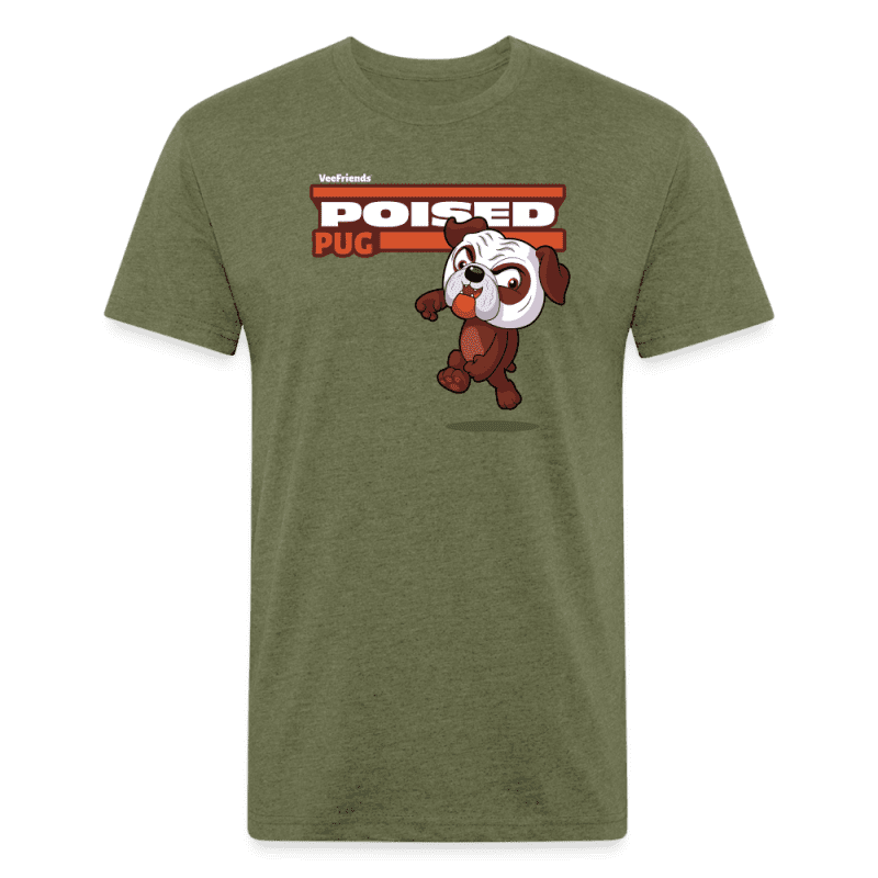 Poised Pug Character Comfort Adult Tee - heather military green