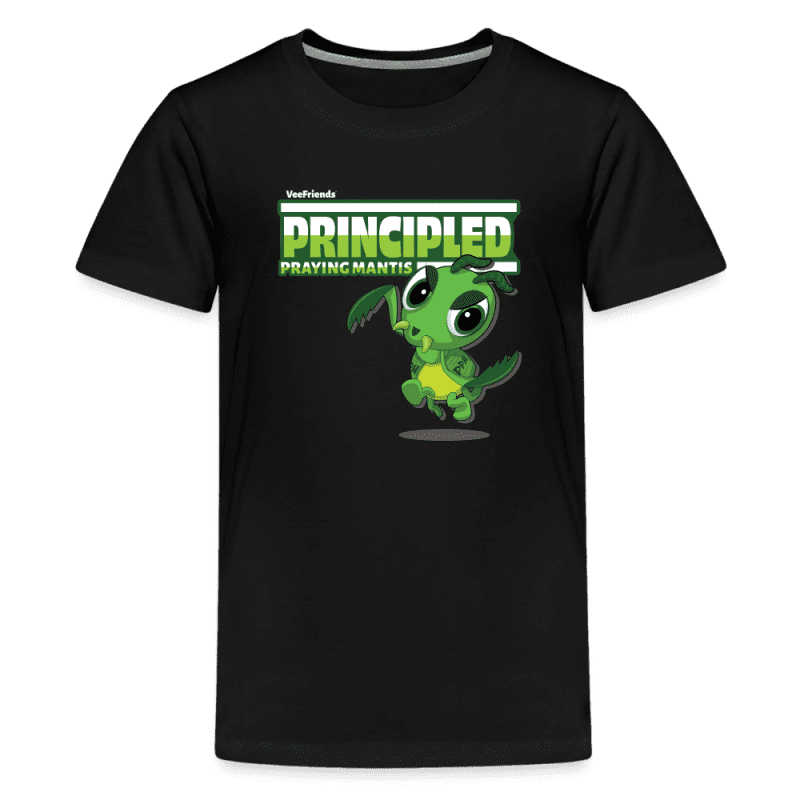 Principled Praying Mantis Character Comfort Kids Tee - black