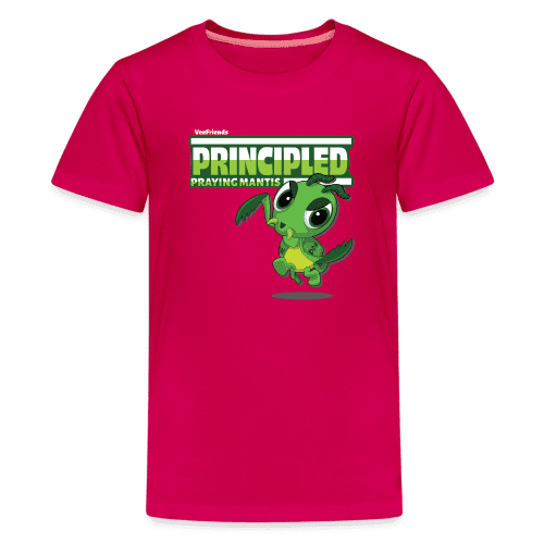 Principled Praying Mantis Character Comfort Kids Tee - dark pink