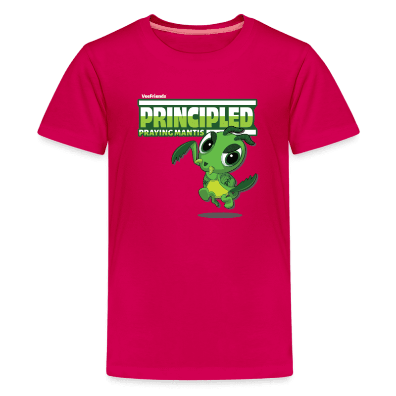 Principled Praying Mantis Character Comfort Kids Tee - dark pink