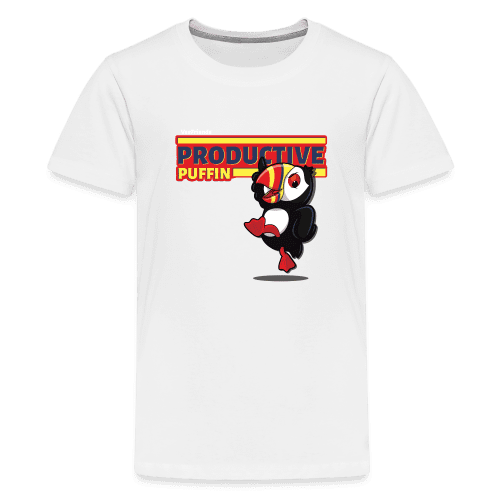 Productive Puffin Character Comfort Kids Tee - white