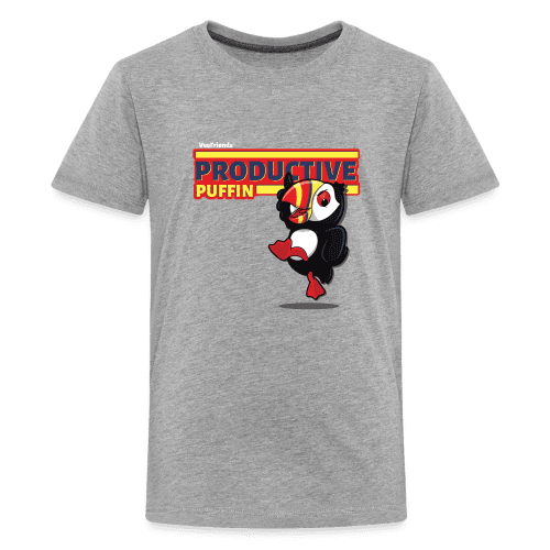 Productive Puffin Character Comfort Kids Tee - heather gray