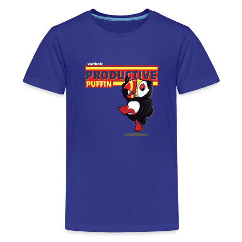 Productive Puffin Character Comfort Kids Tee - royal blue