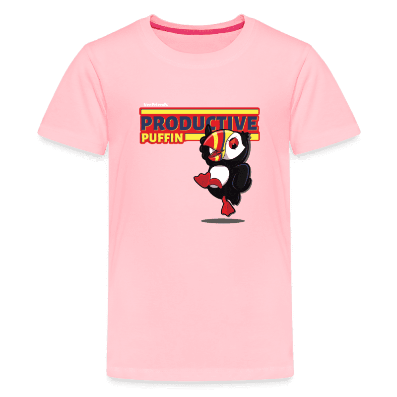 Productive Puffin Character Comfort Kids Tee - pink