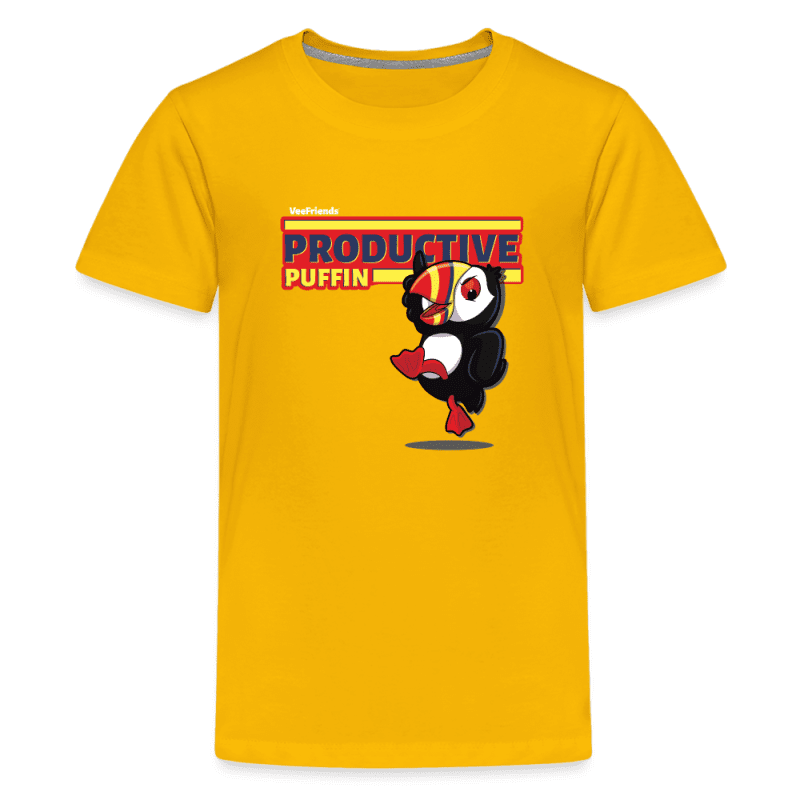 Productive Puffin Character Comfort Kids Tee - sun yellow