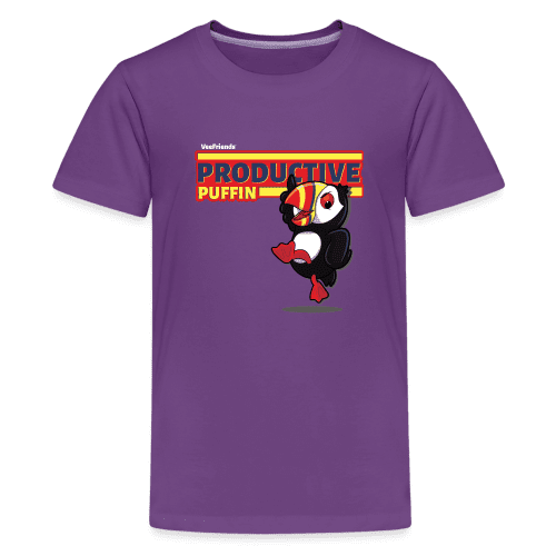 Productive Puffin Character Comfort Kids Tee - purple