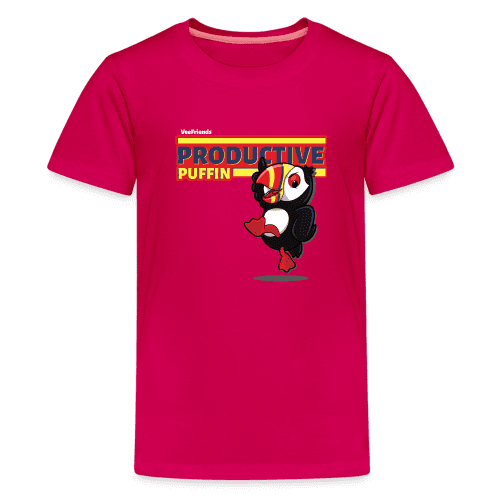 Productive Puffin Character Comfort Kids Tee - dark pink